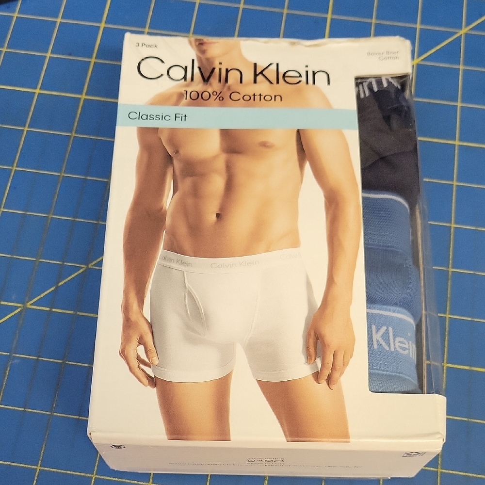 Calvin Klein Men's Boxer Briefs - White Black & Blue New Opened Box Medium